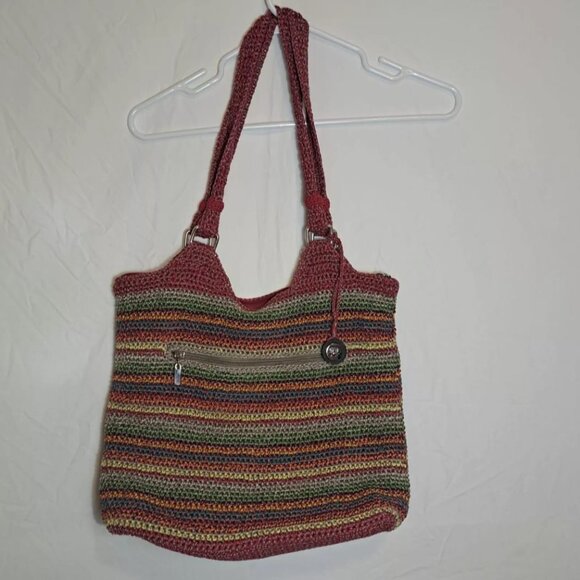 The Sak Satchel Hobo Shoulder Bag Crochet Knit Rainbow Colors‎ Boho Bohemian - Picture 1 of 12